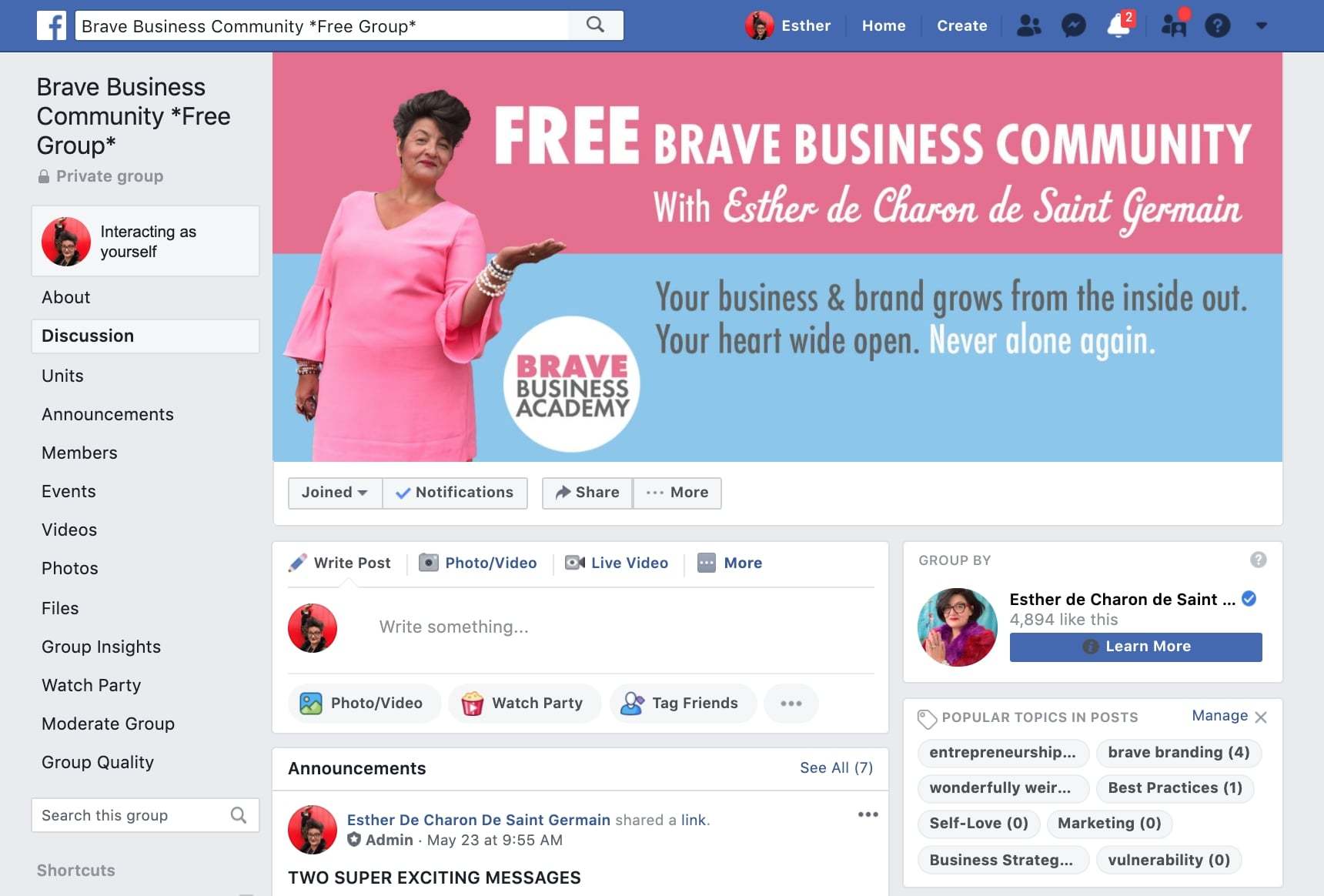 Free brave community Facebook group
