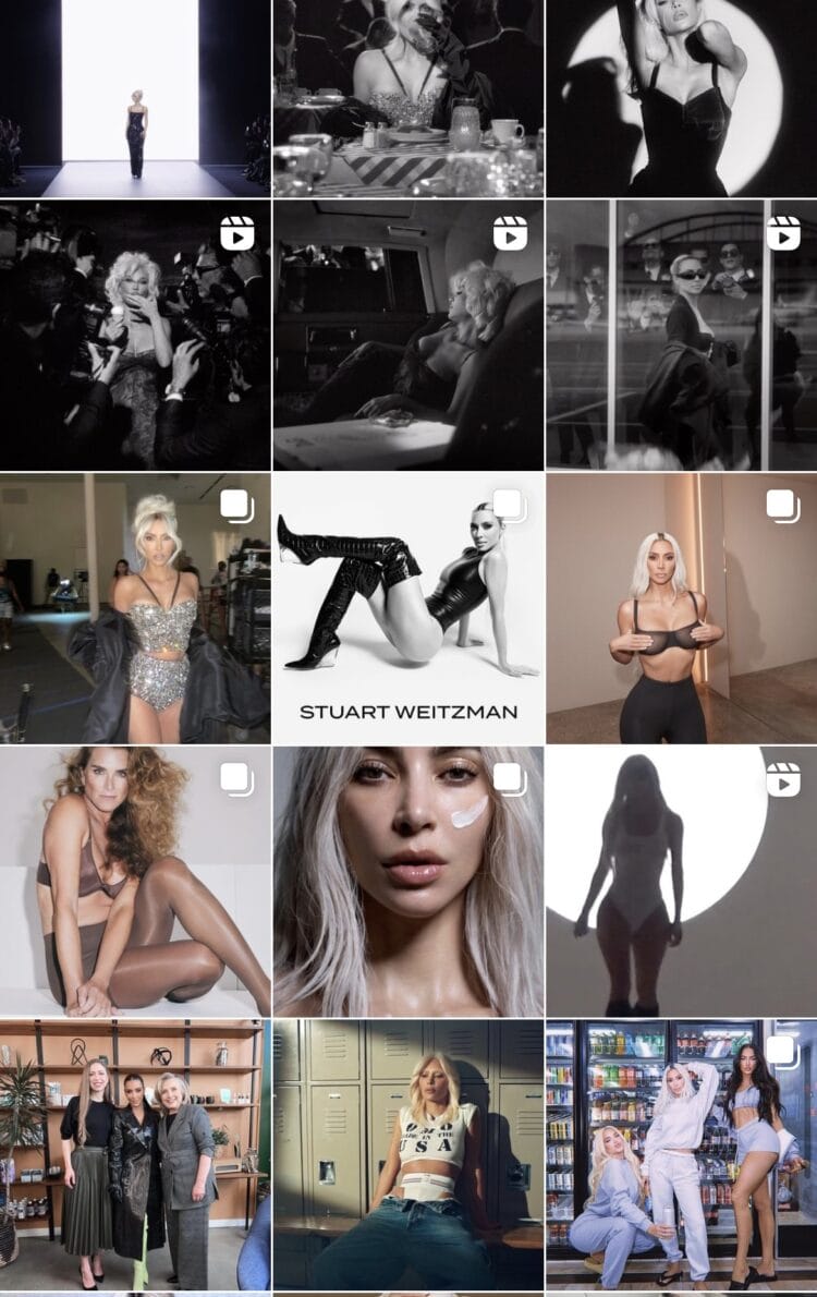 Screenshot of Kim Kardashian sales channel instagram