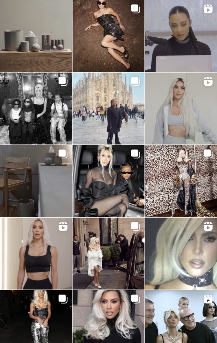 Screenshot of Kim Kardashian sales channel instagram