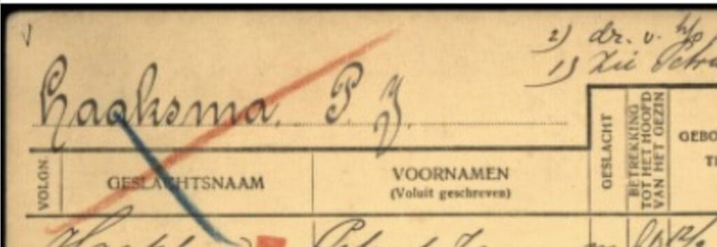 Gezinskaart DH Haaksma